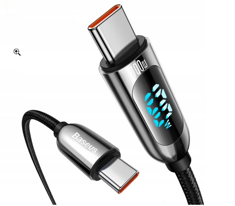 Baseus kabel do ładowania USB-C 100W z wyświetlaczem prądu ładowania