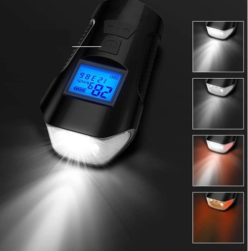 Lampka rowerowa mocny led licznik klakson - obrazek 2