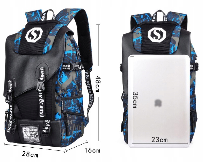 Plecak do szkoły USB odblaski wodoodporny Adventure - obrazek 3