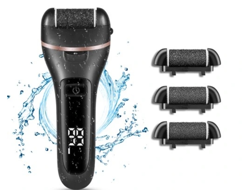 Akumulatorowy pilnik do pięt, stóp, bezprzewodowy, 3 głowice wymienne, LCD - obrazek 3