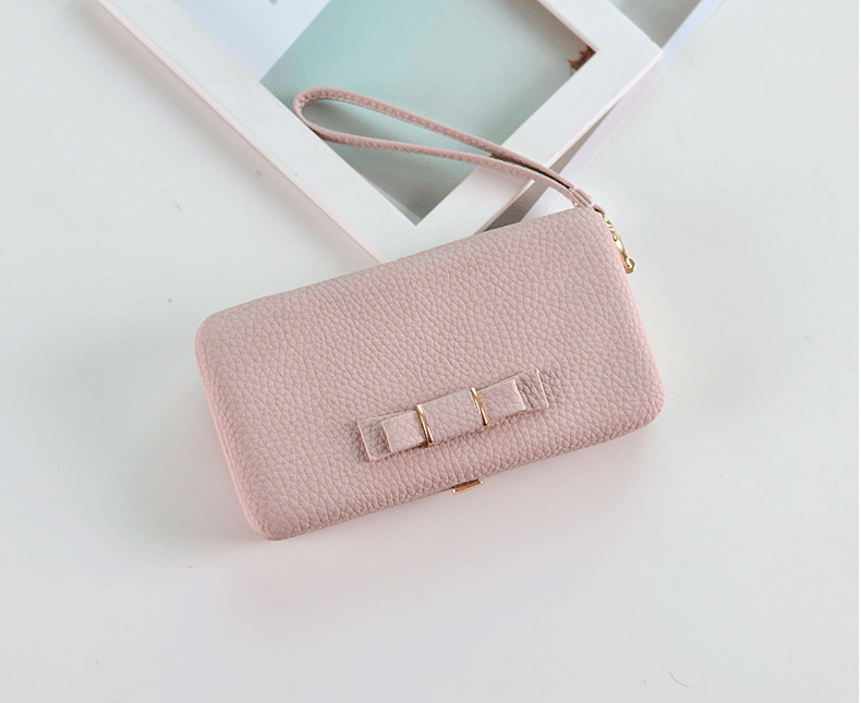 Portfel damski kopertówka klasyczna kolor pudrowy - obrazek 2