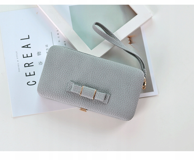 Portfel damski kopertówka klasyczna szara - obrazek 2