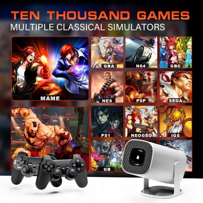 Projektor z systemem Android 11 Grami Retro 2 Pady 30000 Gier Konsola Retro - obrazek 3