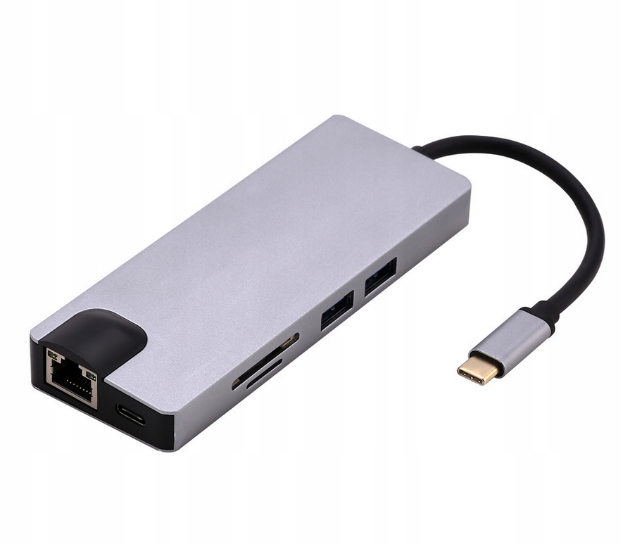 Media-Tech Pro Koncentrator 8w1 Hub USB-C USB 3.0 RJ45 HDMI SD