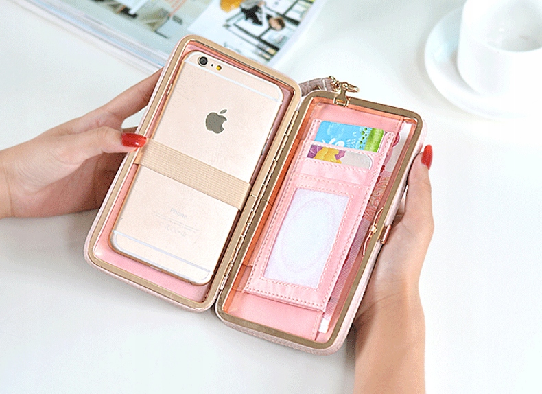 Portfel damski kopertówka klasyczna kolor pudrowy - obrazek 7