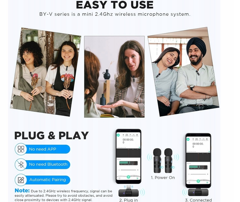 Mikrofon bezprzewodowy do streamingu BOYA BY-V20 USB - C Android - obrazek 3