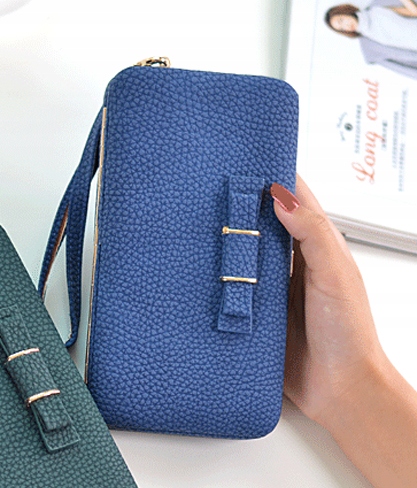 Portfel damski kopertówka klasyczna niebieska - obrazek 2