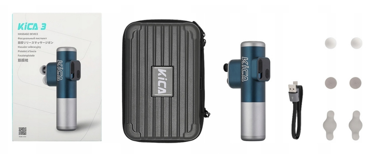 Masażer wibracyjny FeiyuTech KiCA 3 + Etui + 6 końcówek masujących Blue - obrazek 6