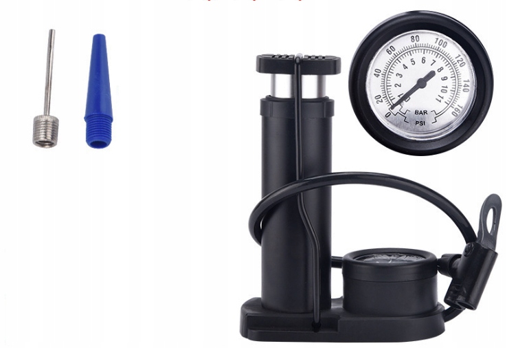 POMPKA NOŻNA Z MANOMETREM DO ROWERU SAMOCHODU - obrazek 4