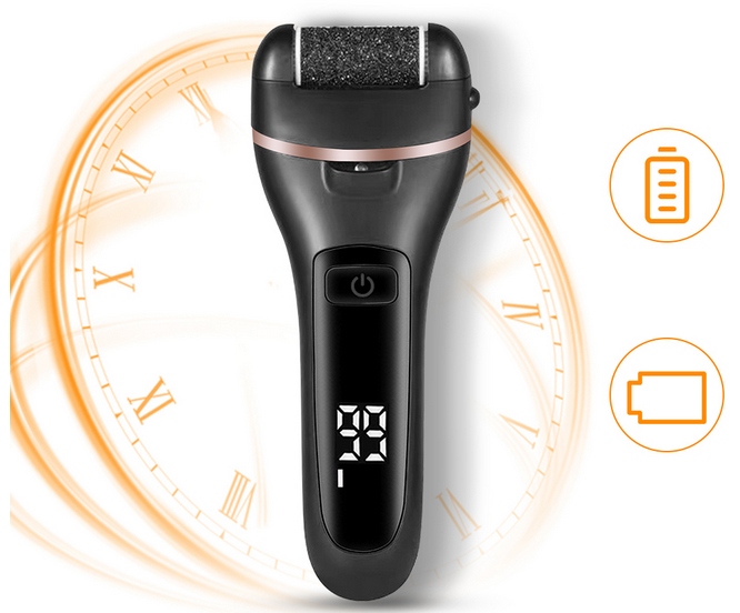 Akumulatorowy pilnik do pięt, stóp, bezprzewodowy, 3 głowice wymienne, LCD - obrazek 4