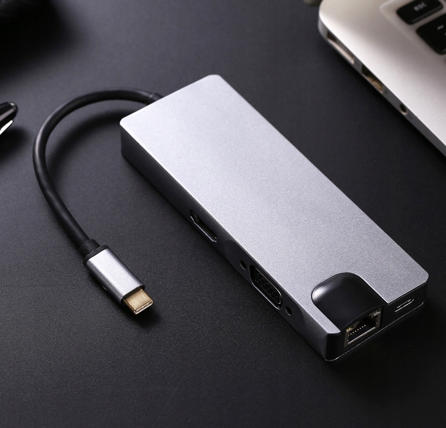 Media-Tech Pro Koncentrator 8w1 Hub USB-C USB 3.0 RJ45 HDMI SD - obrazek 5