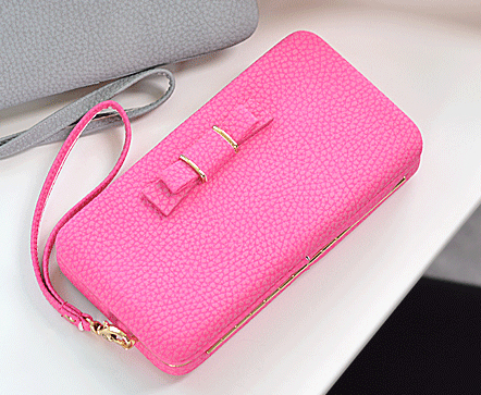 Portfel damski kopertówka klasyczna różowa - obrazek 2