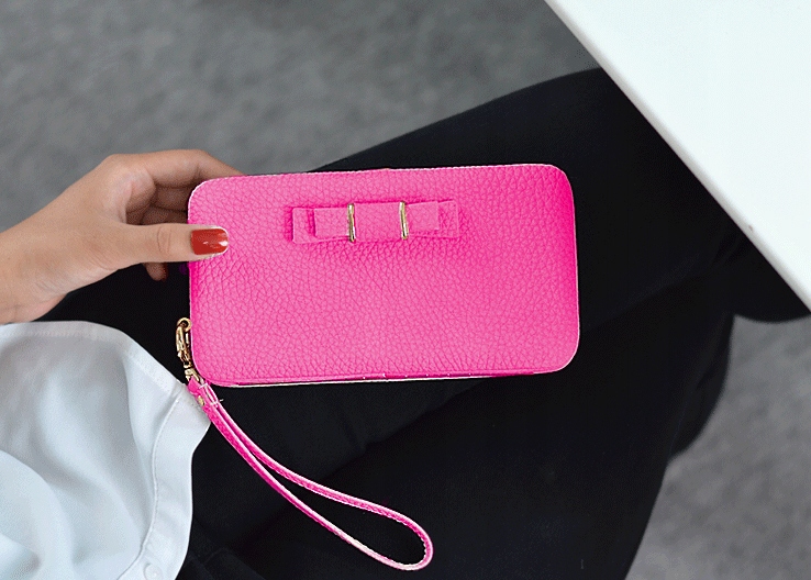 Portfel damski kopertówka klasyczna różowa - obrazek 3