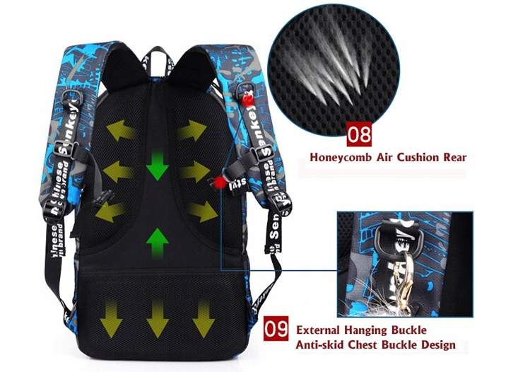 Plecak do szkoły USB odblaski wodoodporny Adventure - obrazek 11