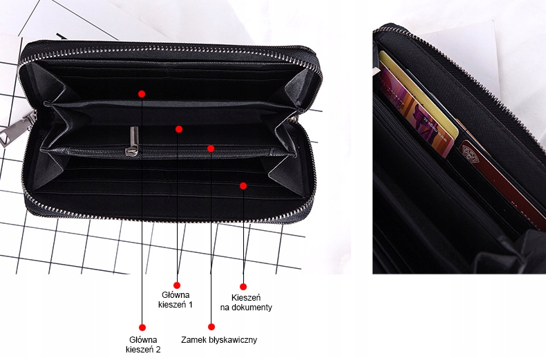 Torebka kopertówka klasyczna czarna- biznes woman - obrazek 2