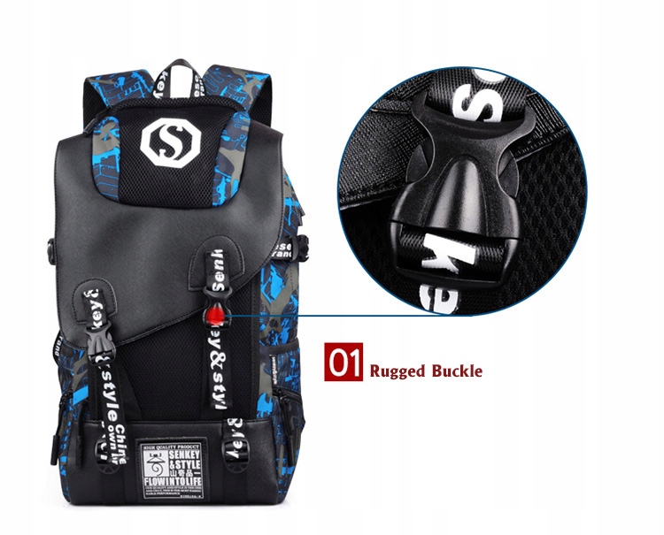 Plecak do szkoły USB odblaski wodoodporny Adventure - obrazek 7